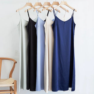 2024 Summer Chic Elegant Dresses For Women Adjustable Strap Satin Long Birthday Party Dresses Maxi Beach Sundress Robe Vestido