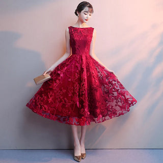 Robe De Soiree Wine Red Lace Embroidery Sleeveless A-line Evening Dresses Banquet Elegant Party Formal Prom Dress Customized