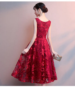 Robe De Soiree Wine Red Lace Embroidery Sleeveless A-line Evening Dresses Banquet Elegant Party Formal Prom Dress Customized