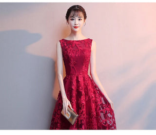 Robe De Soiree Wine Red Lace Embroidery Sleeveless A-line Evening Dresses Banquet Elegant Party Formal Prom Dress Customized
