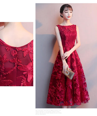 Robe De Soiree Wine Red Lace Embroidery Sleeveless A-line Evening Dresses Banquet Elegant Party Formal Prom Dress Customized