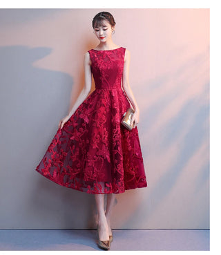 Robe De Soiree Wine Red Lace Embroidery Sleeveless A-line Evening Dresses Banquet Elegant Party Formal Prom Dress Customized