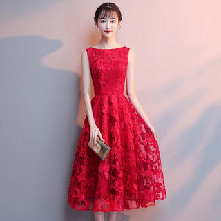 Robe De Soiree Wine Red Lace Embroidery Sleeveless A-line Evening Dresses Banquet Elegant Party Formal Prom Dress Customized