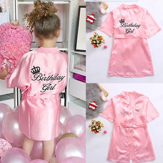Children Boys Girls Bathrobe Pink Satin Silk Kids Robes Summer Sleepwear Children's Bath Towel Robe Wedding Spa Party Birthday