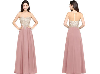 Misshow Chic Black Long Evening Dresses with Floral Appliqués Illusion Neck A Line Chiffon Maxi Gowns Prom Party Robe de Soiree