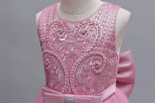 2024 New 4-12 Year Old Robe Princess Dress Flower Girl Wedding Dress Fashionable Party Dress Lace Mesh Elegant Girls' Clothing