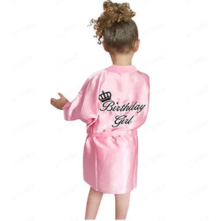 Children Boys Girls Bathrobe Pink Satin Silk Kids Robes Summer Sleepwear Children's Bath Towel Robe Wedding Spa Party Birthday