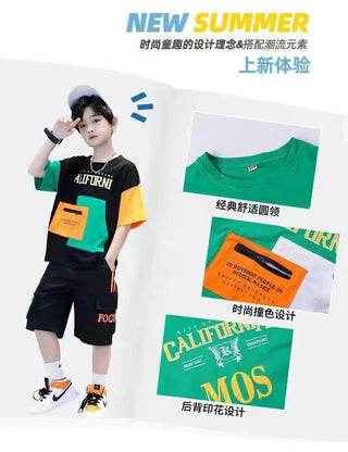 2025 summer Teenager Boys Clothes Casual Outfit Kids Tracksuit Child t shirt + shorts hot pant 4 5 6 7 8 9 10 12 11 13 14 Year