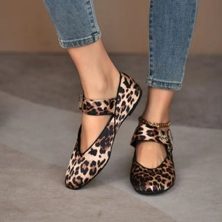 2024 Autumn Chic Mary Jane Shoe for Woman Round Toe Leopard Print Casual Soft Street Big Size High Quality Ladies Ballet Flats
