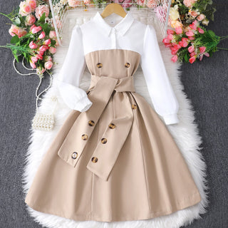 2025 Teen Girl Dress Children Costume Summer Autumn Long Sleeve Fashion Casual Vacation Retro Big Kids Dresses 8 9 10 11 12 Yrs