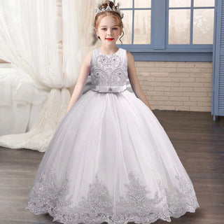 2024 New 4-12 Year Old Robe Princess Dress Flower Girl Wedding Dress Fashionable Party Dress Lace Mesh Elegant Girls' Clothing