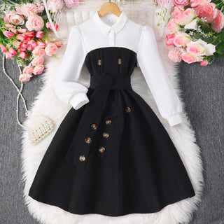 2025 Teen Girl Dress Children Costume Summer Autumn Long Sleeve Fashion Casual Vacation Retro Big Kids Dresses 8 9 10 11 12 Yrs