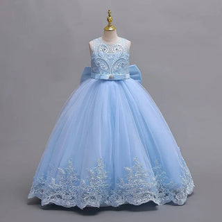 2024 New 4-12 Year Old Robe Princess Dress Flower Girl Wedding Dress Fashionable Party Dress Lace Mesh Elegant Girls' Clothing