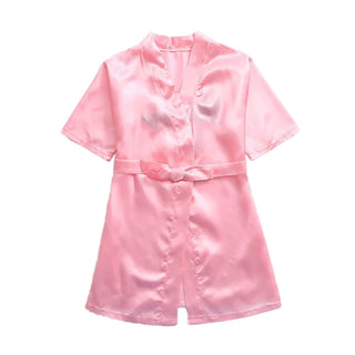 Children Boys Girls Bathrobe Pink Satin Silk Kids Robes Summer Sleepwear Children's Bath Towel Robe Wedding Spa Party Birthday