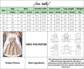 2025 Teen Girl Dress Children Costume Summer Autumn Long Sleeve Fashion Casual Vacation Retro Big Kids Dresses 8 9 10 11 12 Yrs
