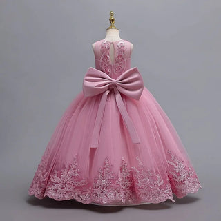 2024 New 4-12 Year Old Robe Princess Dress Flower Girl Wedding Dress Fashionable Party Dress Lace Mesh Elegant Girls' Clothing