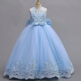 2024 New 4-12 Year Old Robe Princess Dress Flower Girl Wedding Dress Fashionable Party Dress Lace Mesh Elegant Girls' Clothing
