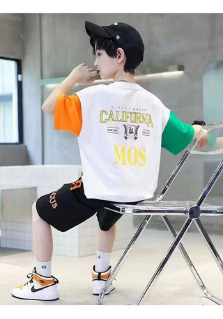 2025 summer Teenager Boys Clothes Casual Outfit Kids Tracksuit Child t shirt + shorts hot pant 4 5 6 7 8 9 10 12 11 13 14 Year