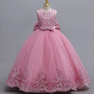 2024 New 4-12 Year Old Robe Princess Dress Flower Girl Wedding Dress Fashionable Party Dress Lace Mesh Elegant Girls' Clothing