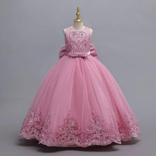 2024 New 4-12 Year Old Robe Princess Dress Flower Girl Wedding Dress Fashionable Party Dress Lace Mesh Elegant Girls' Clothing