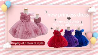 2024 New 4-12 Year Old Robe Princess Dress Flower Girl Wedding Dress Fashionable Party Dress Lace Mesh Elegant Girls' Clothing