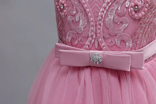 2024 New 4-12 Year Old Robe Princess Dress Flower Girl Wedding Dress Fashionable Party Dress Lace Mesh Elegant Girls' Clothing