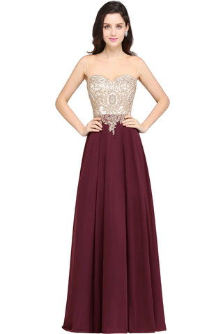 Misshow Chic Black Long Evening Dresses with Floral Appliqués Illusion Neck A Line Chiffon Maxi Gowns Prom Party Robe de Soiree