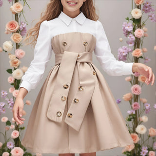 2025 Teen Girl Dress Children Costume Summer Autumn Long Sleeve Fashion Casual Vacation Retro Big Kids Dresses 8 9 10 11 12 Yrs