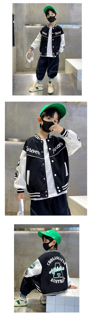 Boys Baseball Uniform Jackets For 3-14 Years Children Clothes For Teenage Boys Sports Outerwear Coat Spring Fashion Sweatshirts