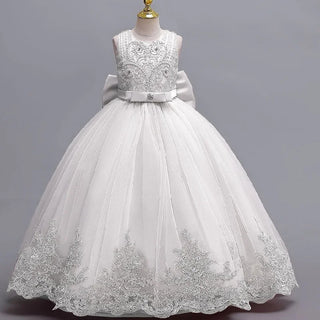 2024 New 4-12 Year Old Robe Princess Dress Flower Girl Wedding Dress Fashionable Party Dress Lace Mesh Elegant Girls' Clothing