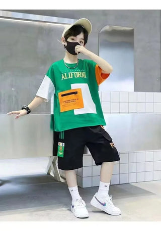 2025 summer Teenager Boys Clothes Casual Outfit Kids Tracksuit Child t shirt + shorts hot pant 4 5 6 7 8 9 10 12 11 13 14 Year