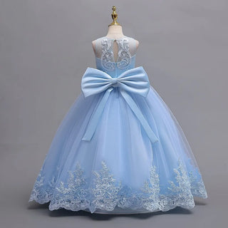 2024 New 4-12 Year Old Robe Princess Dress Flower Girl Wedding Dress Fashionable Party Dress Lace Mesh Elegant Girls' Clothing