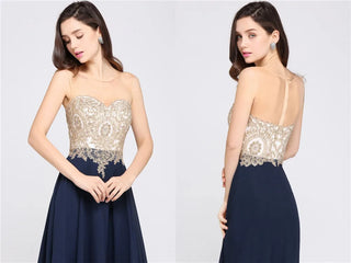 Misshow Chic Black Long Evening Dresses with Floral Appliqués Illusion Neck A Line Chiffon Maxi Gowns Prom Party Robe de Soiree