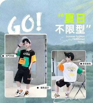 2025 summer Teenager Boys Clothes Casual Outfit Kids Tracksuit Child t shirt + shorts hot pant 4 5 6 7 8 9 10 12 11 13 14 Year