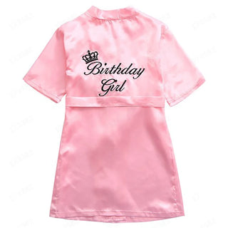Children Boys Girls Bathrobe Pink Satin Silk Kids Robes Summer Sleepwear Children's Bath Towel Robe Wedding Spa Party Birthday