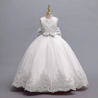 2024 New 4-12 Year Old Robe Princess Dress Flower Girl Wedding Dress Fashionable Party Dress Lace Mesh Elegant Girls' Clothing